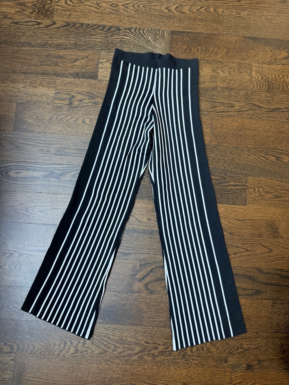 Black & White Vertical Stripe Wide-Leg Pants